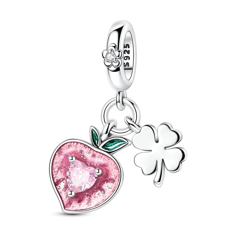 Peach with Four-Leaf Clover Dangle Charm