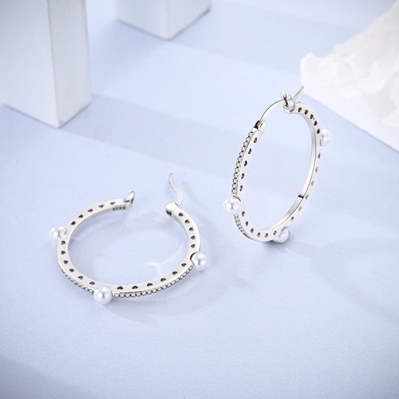 Pearl Embellished Hoop Earrings