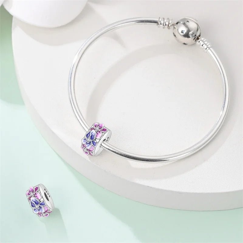 Pink & Blue Blossom Floral Clip Charm