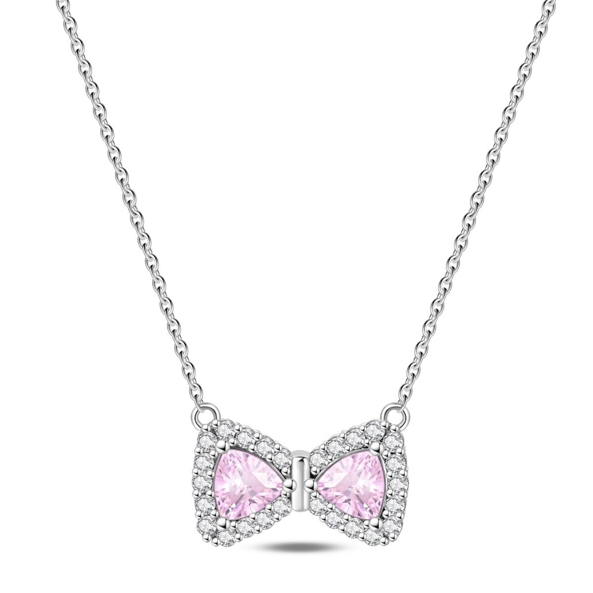 Pink Bow Gemstone Necklace