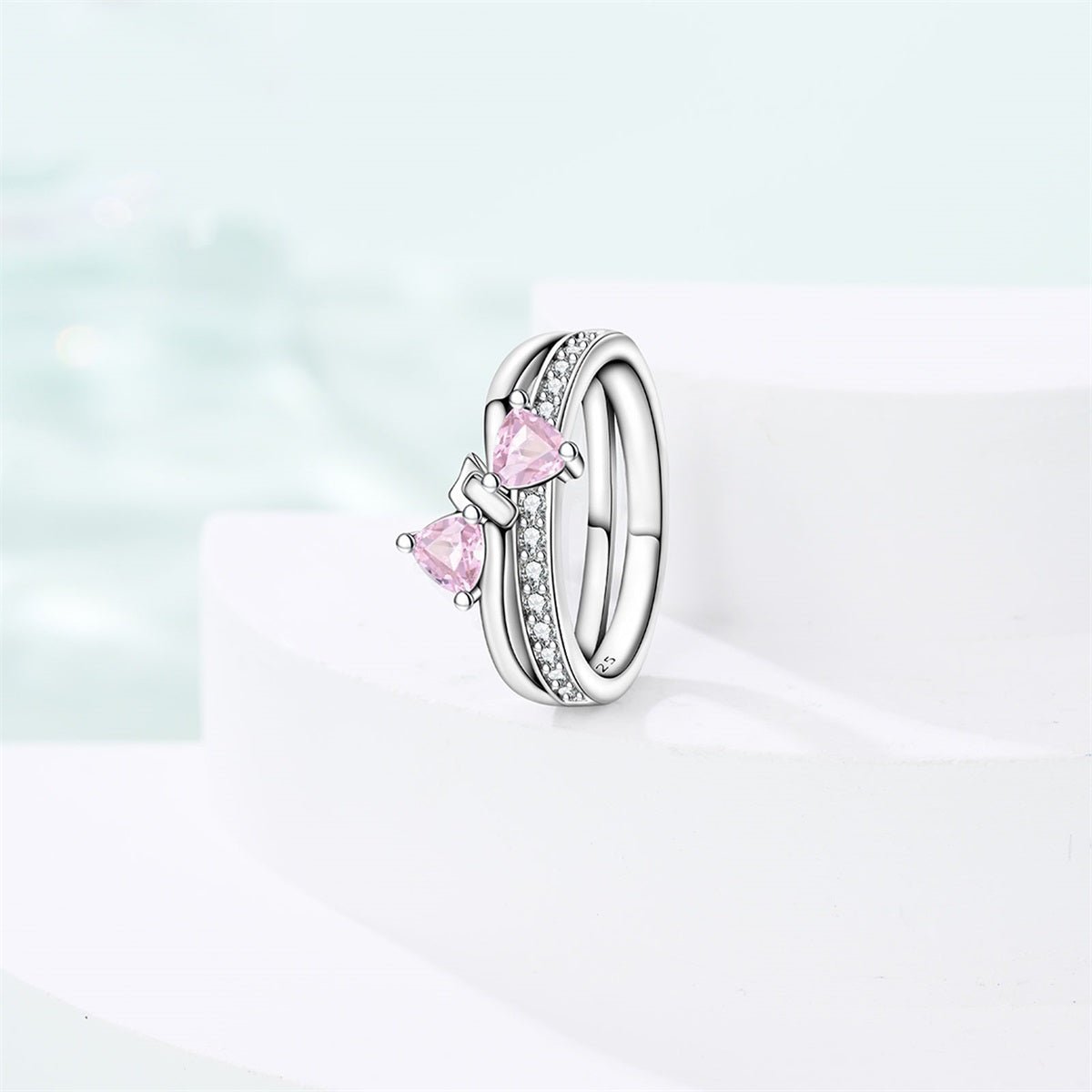 Pink Bow Gemstone Ring