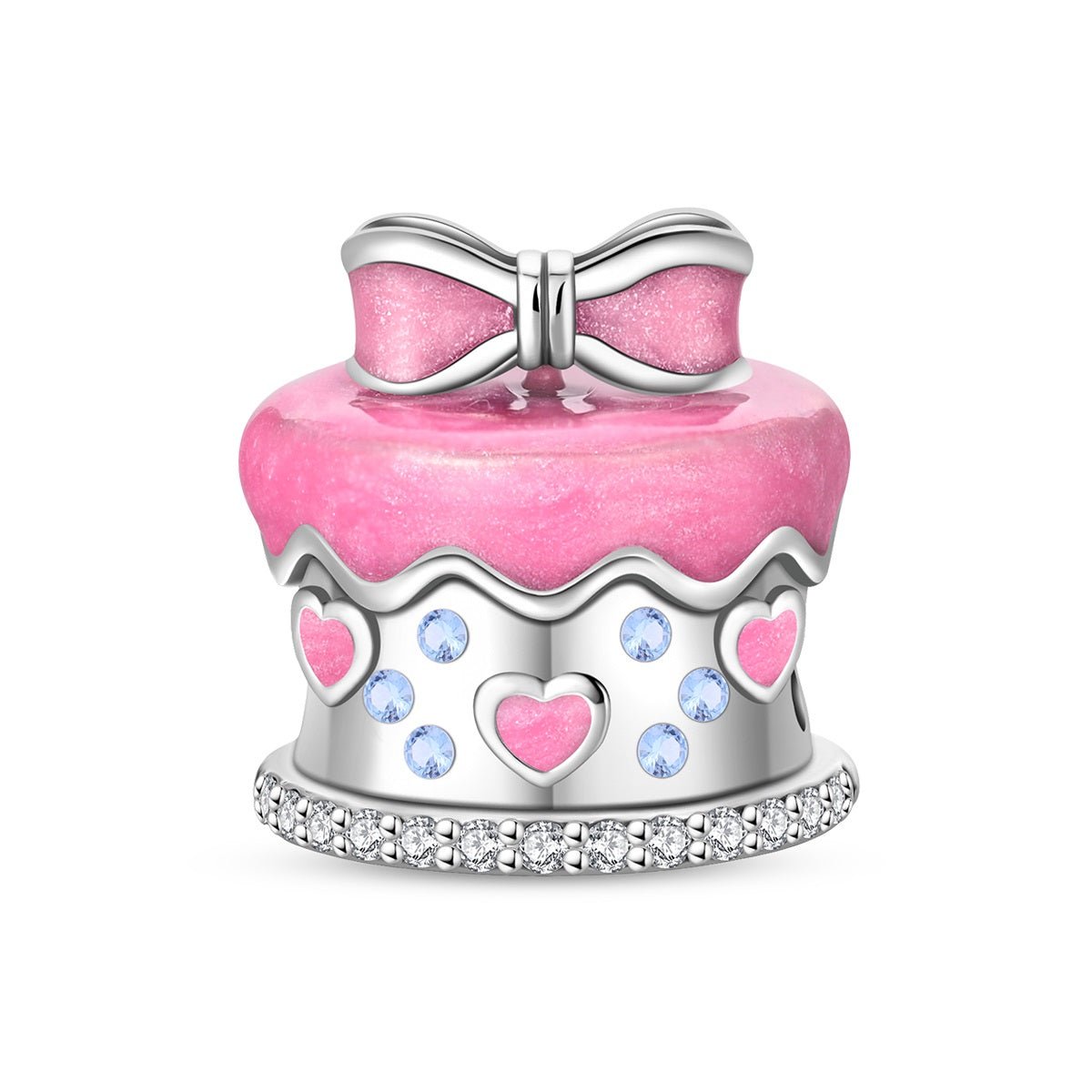 Pink Bow & Hearts Birthday Cake Charm