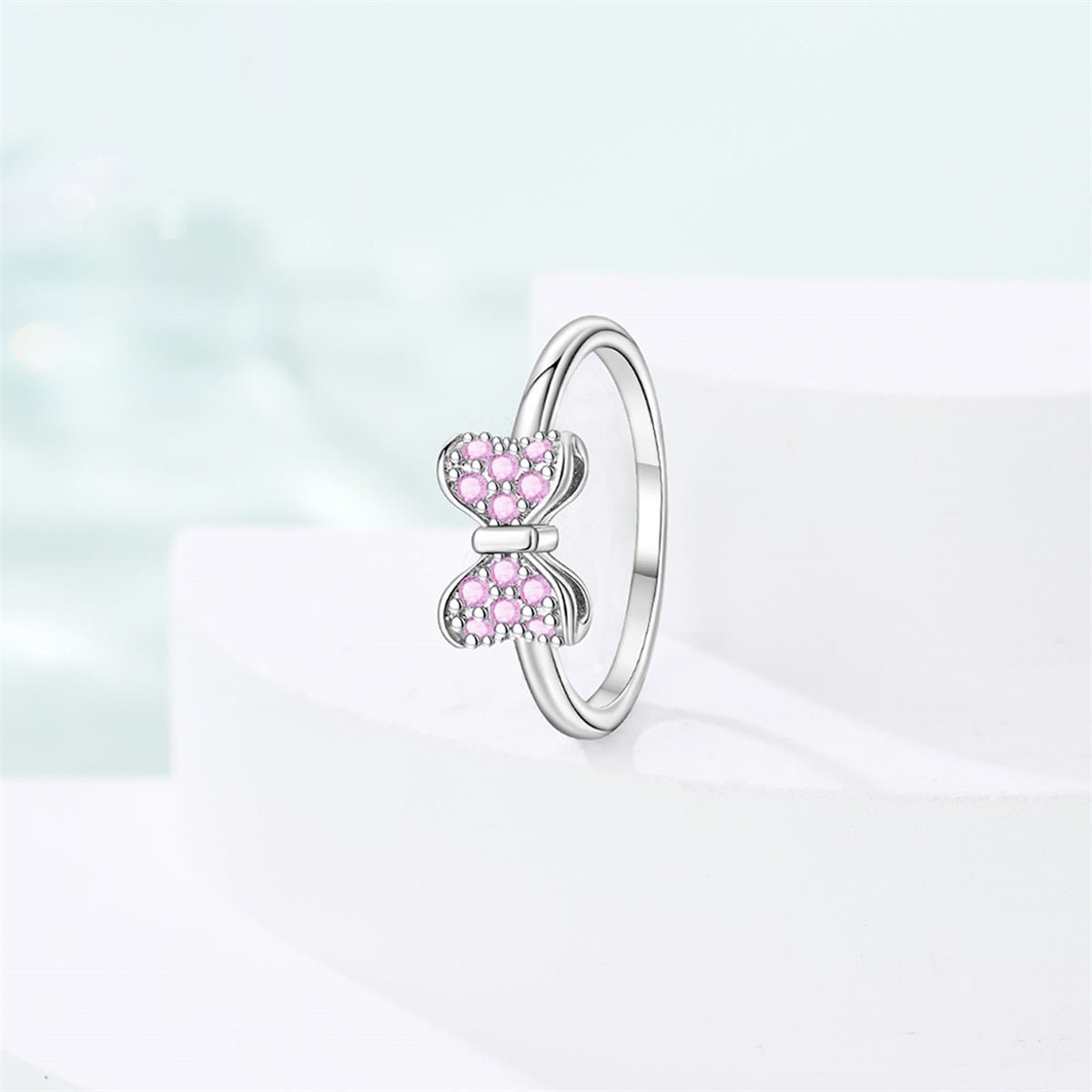 Pink Bow Sparkle Ring
