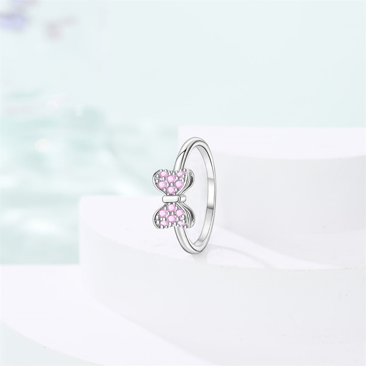 Pink Bow Sparkle Ring