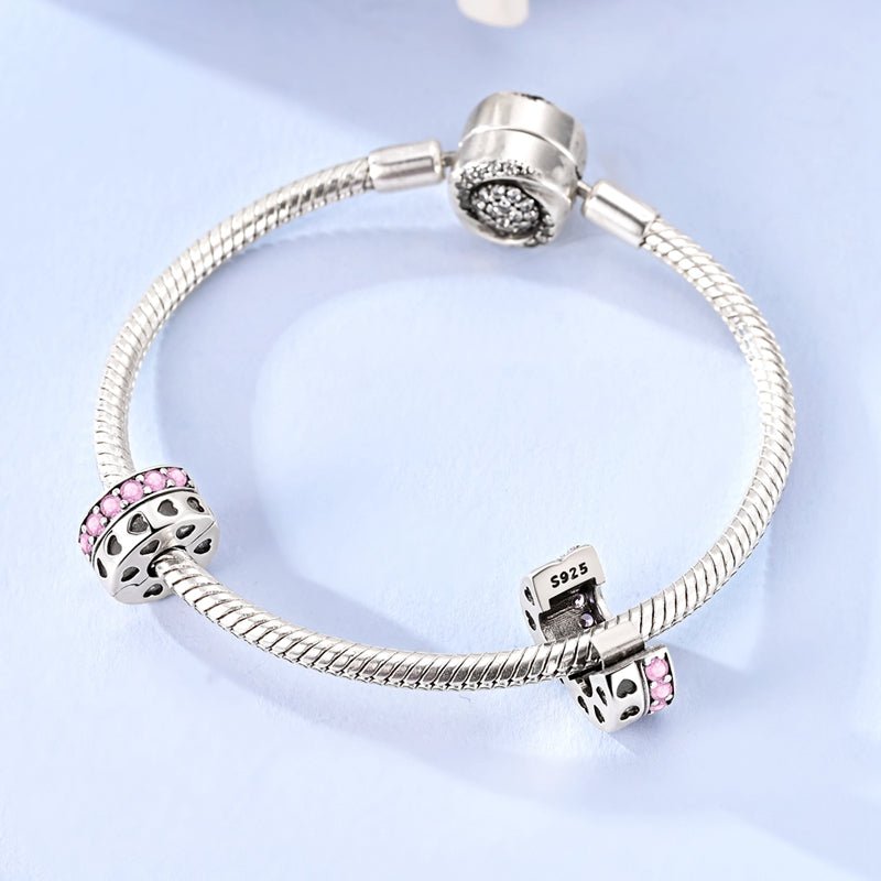 Pink Crystal Hearts Clip Charm