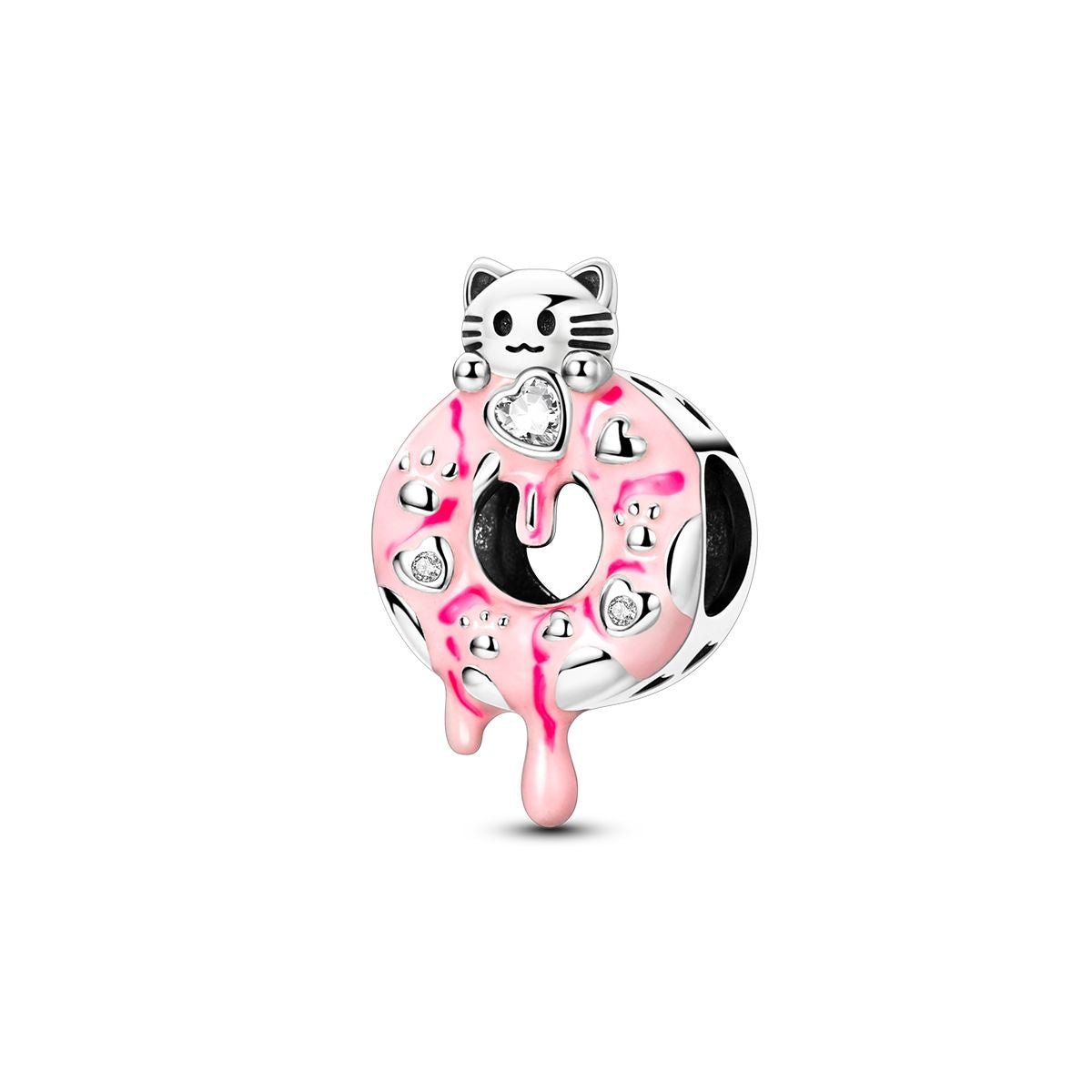 Pink Donut Cat Charm