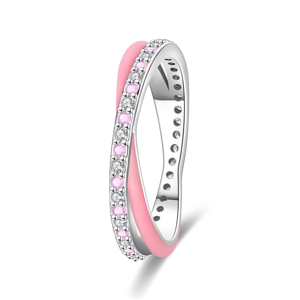 Pink Enamel & Sparkling Pavé Ring