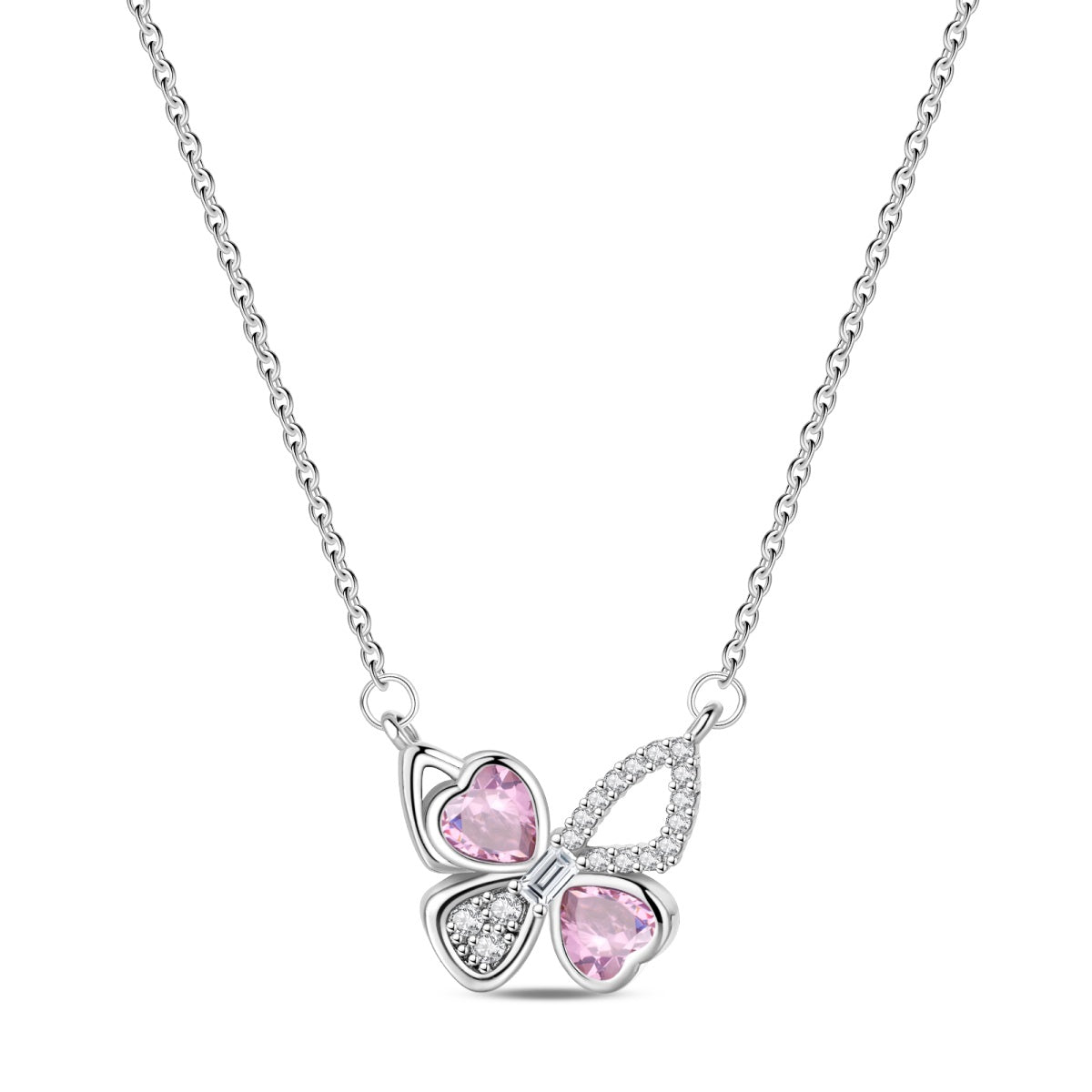 Pink Heart Butterfly Necklace