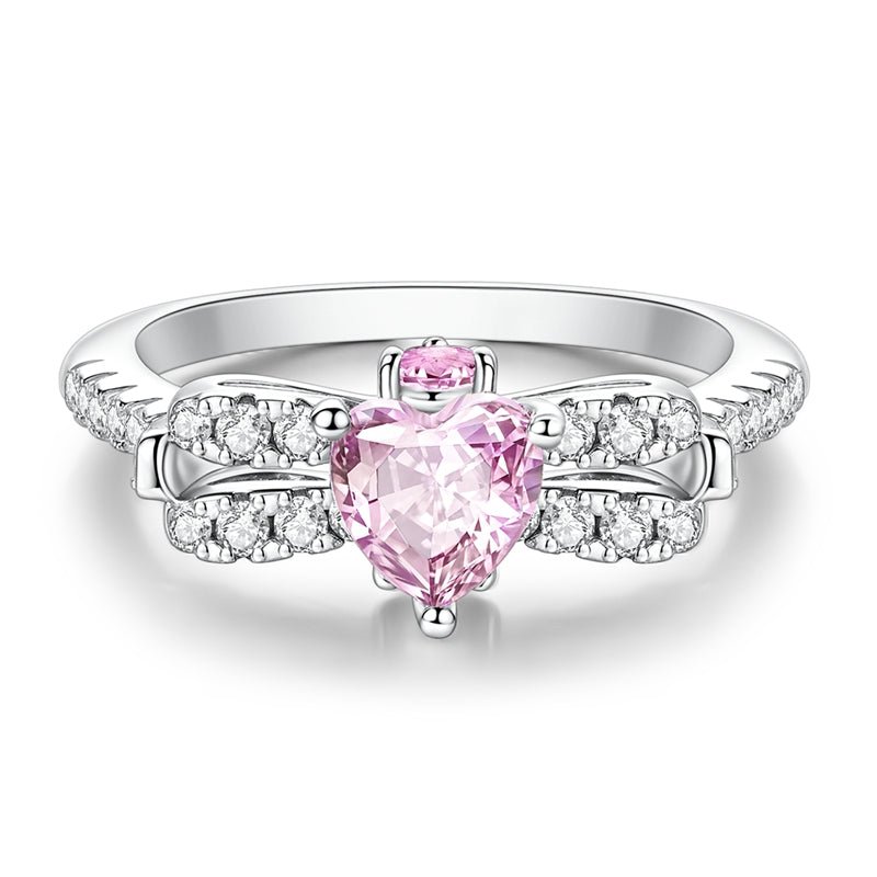 Pink Heart-Shaped Sparkling Stone Ring