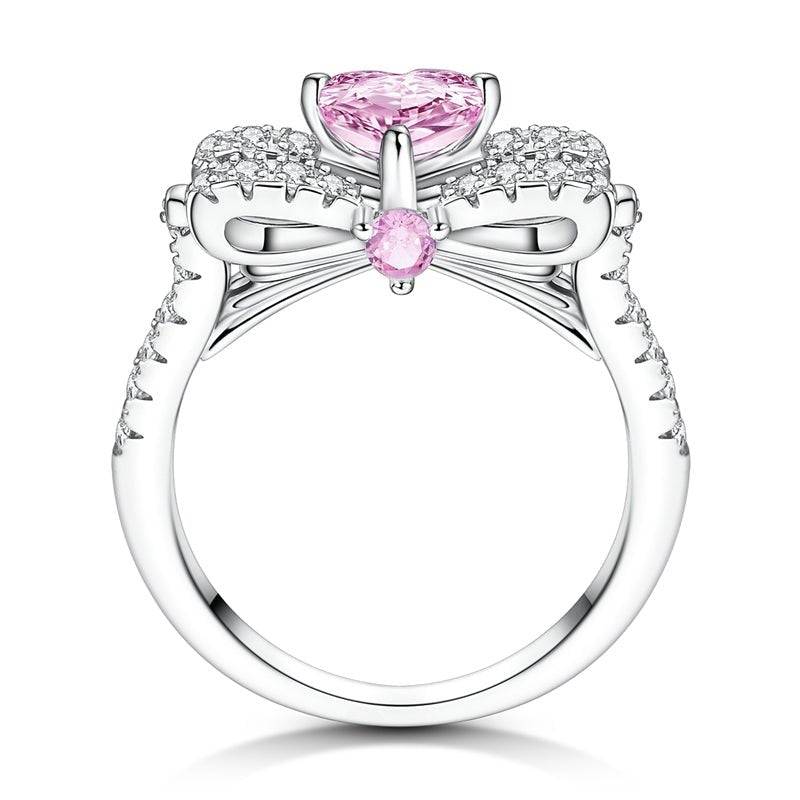 Pink Heart-Shaped Sparkling Stone Ring