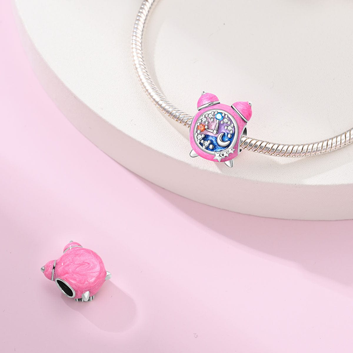Pink Night Sky Clock Charm