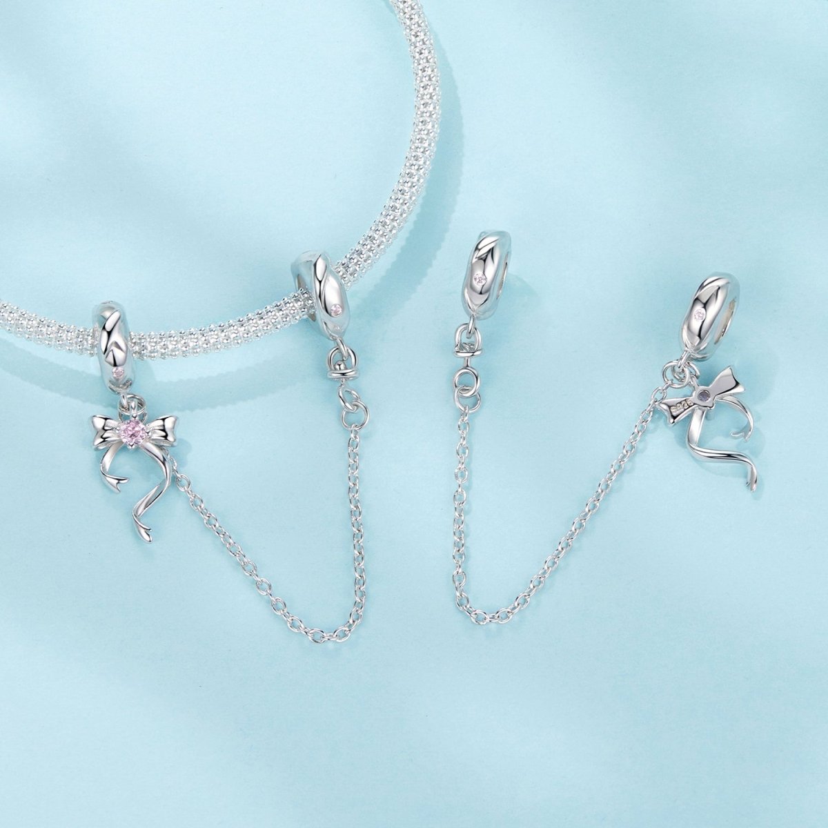 Pink Ribbon Safety Chain Charm