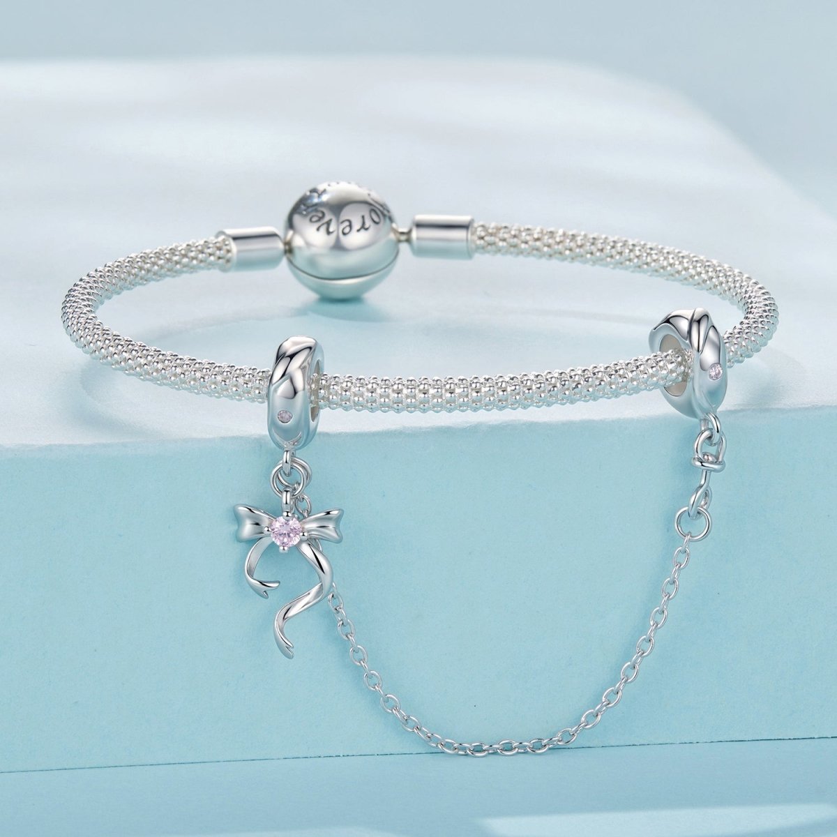 Pink Ribbon Safety Chain Charm