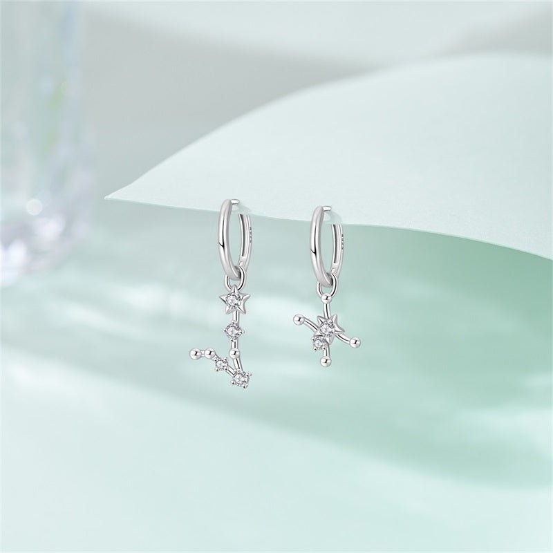 Pisces Constellation Zodiac Hoop Earrings