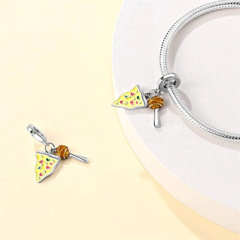 Pizza Slice and Meatball Double Dangle Charm