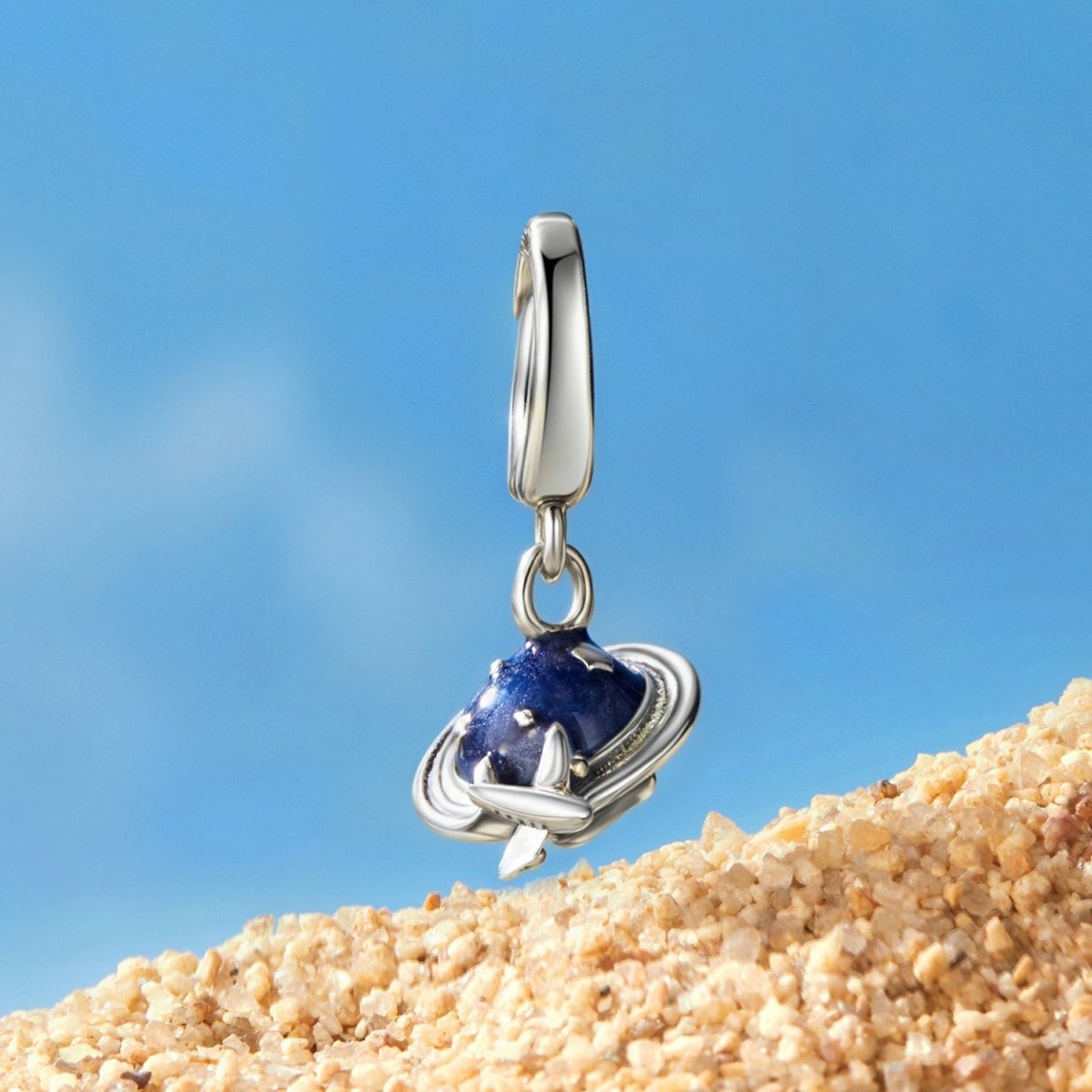Planet & Airplane Dangle Charm