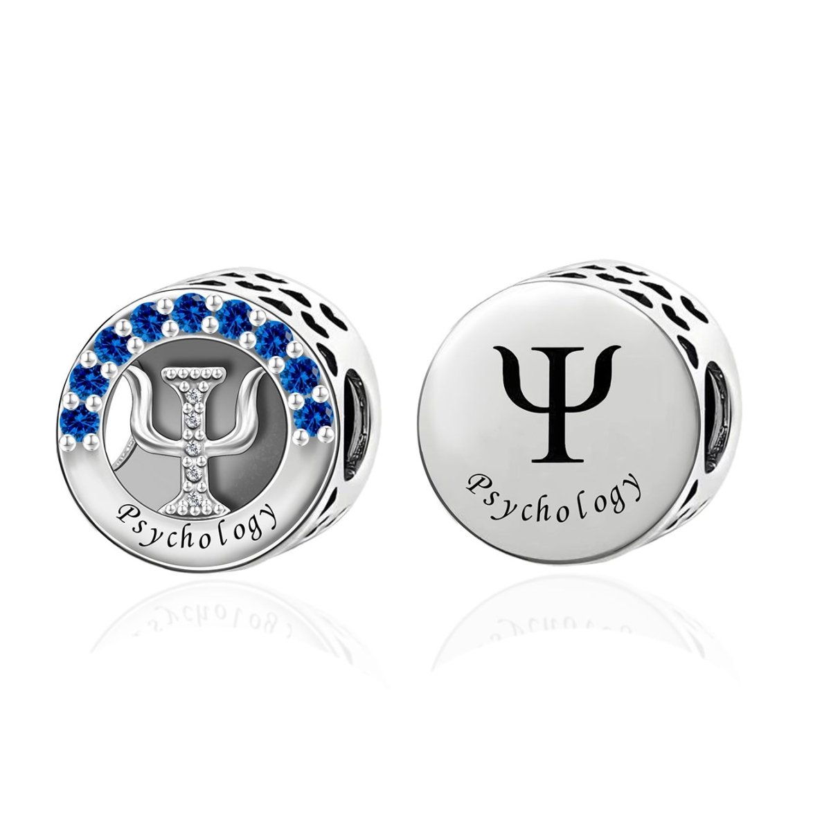 Psychology Symbol with Blue Crystal Charm