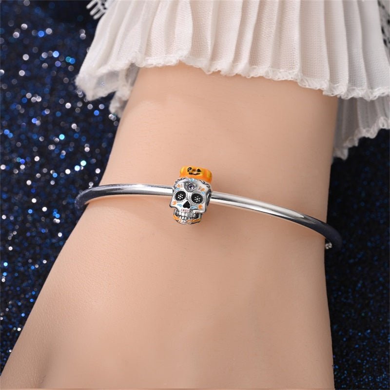 Pumpkin Glow Sugar Skull Charm
