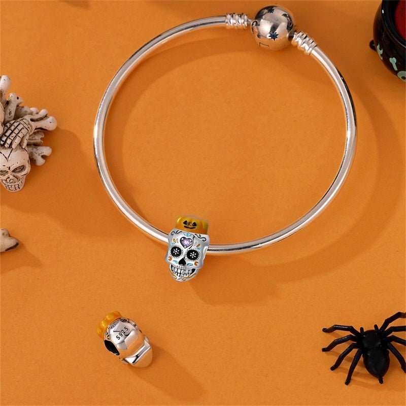 Pumpkin Glow Sugar Skull Charm
