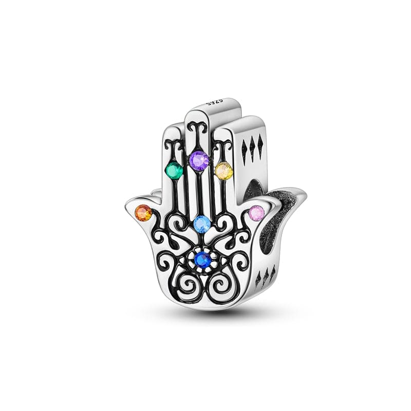 Rainbow Gemstone Hamsa Hand Charm