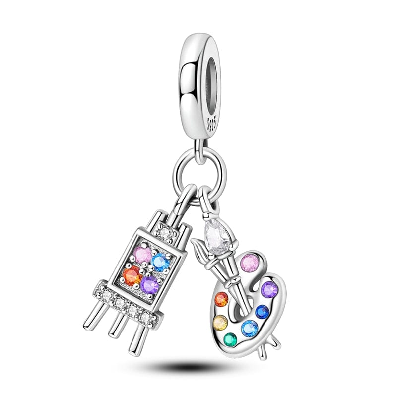 Rainbow Palette & Easel Artist Charm