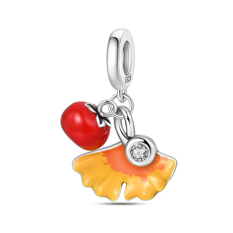 Red Apple & Yellow Leaf Dangle Charm
