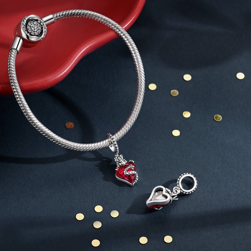 Red Dragon Heart Dangle Charm