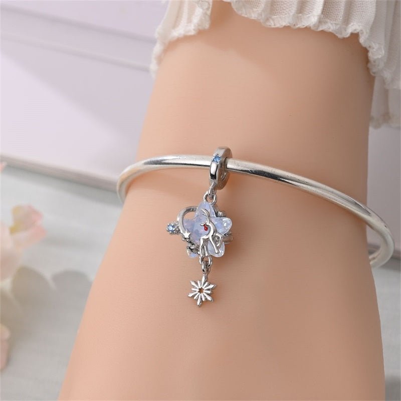 Reindeer & Opal Star Winter Dangle Charm