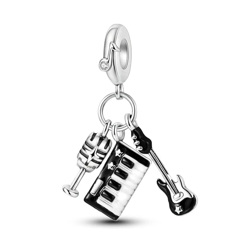 Rock & Roll Charm Set Mic, Guitar, and Piano