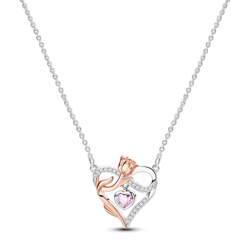 Rose & Heart Infinity Necklace