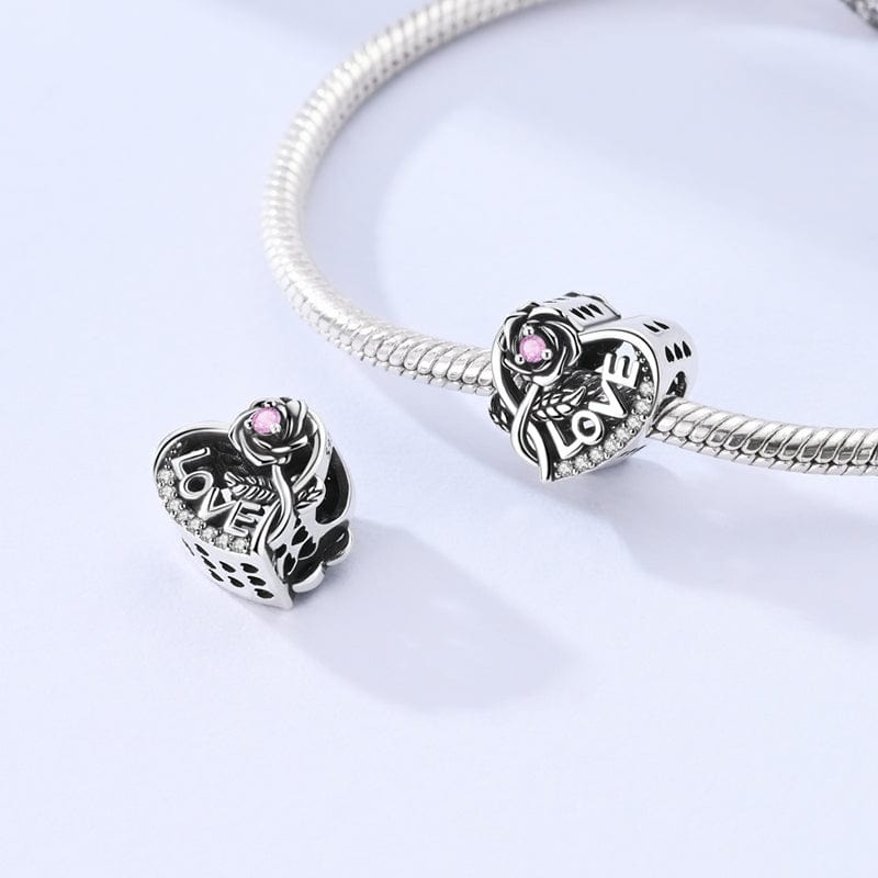 Beaded Open Heart Charm