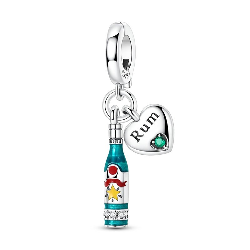 Rum Bottle & Heart “Rum Lover” Dangle Charm