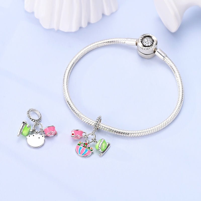 Salad & Tea with Green Apple Triple Dangle Charm