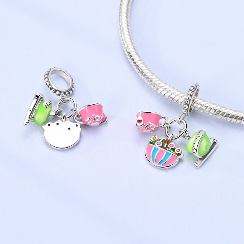 Salad & Tea with Green Apple Triple Dangle Charm