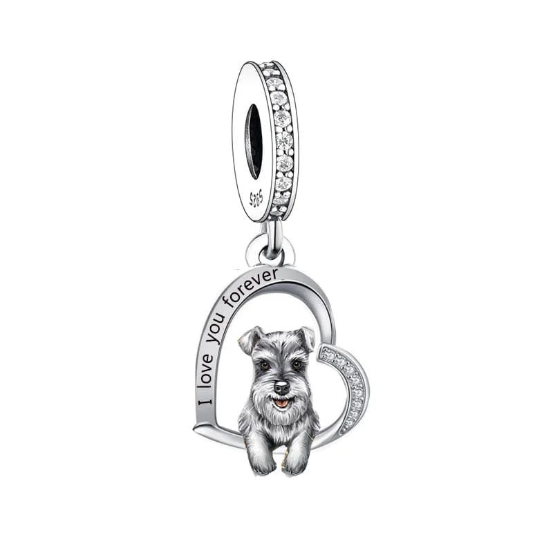 Schnauzer Dog Heart Charm Trio