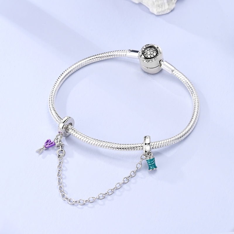 Sewing Scissors & Spool of Thread Safety Chain Charm