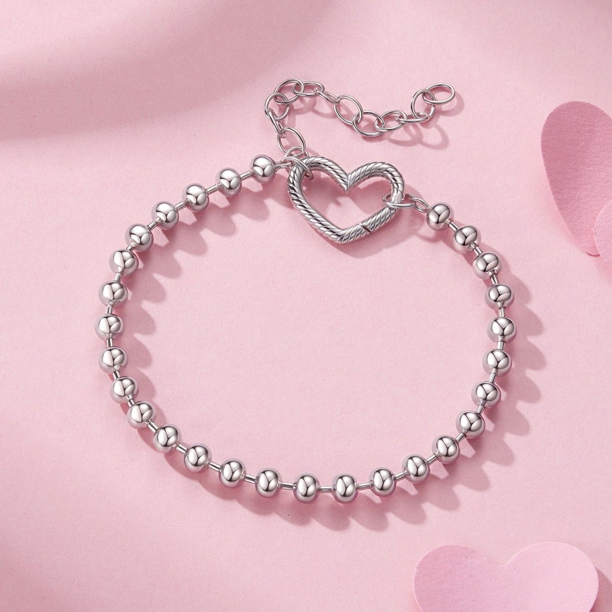 Silver Heart Beaded Bracelet