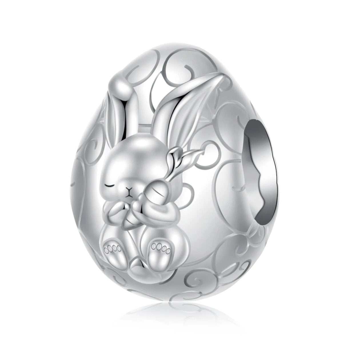 Sleeping Bunny in Floral Egg Charm