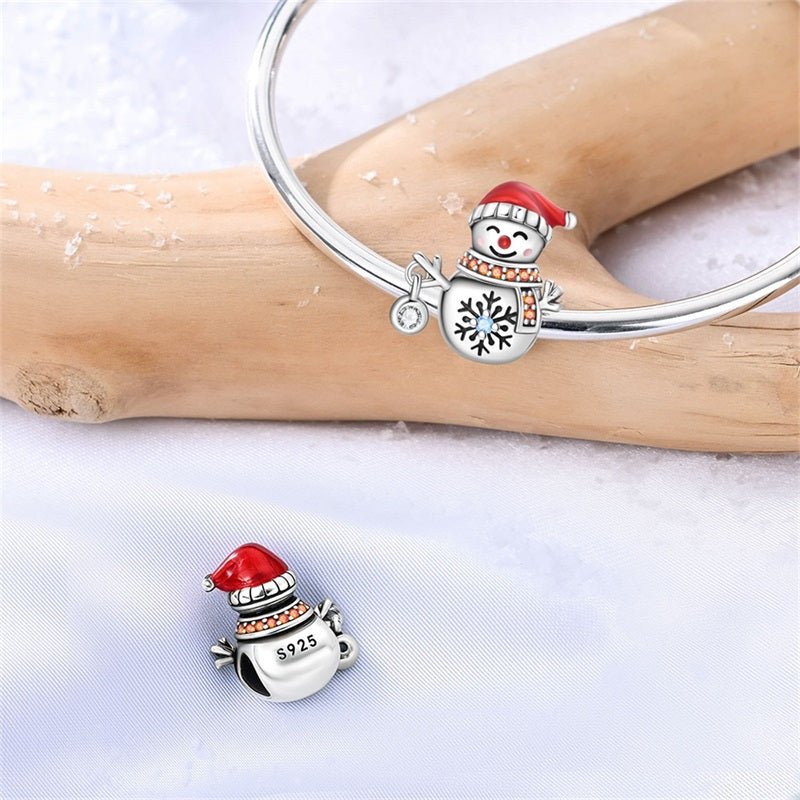Smiling Snowman with Red Hat & Scarf Charm