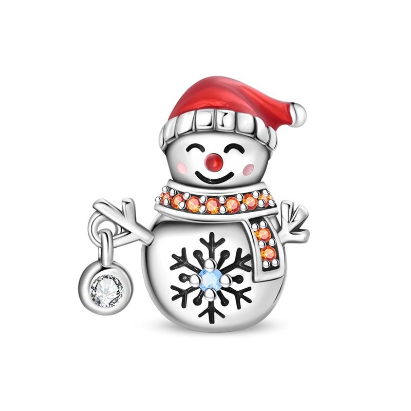 Smiling Snowman with Red Hat & Scarf Charm