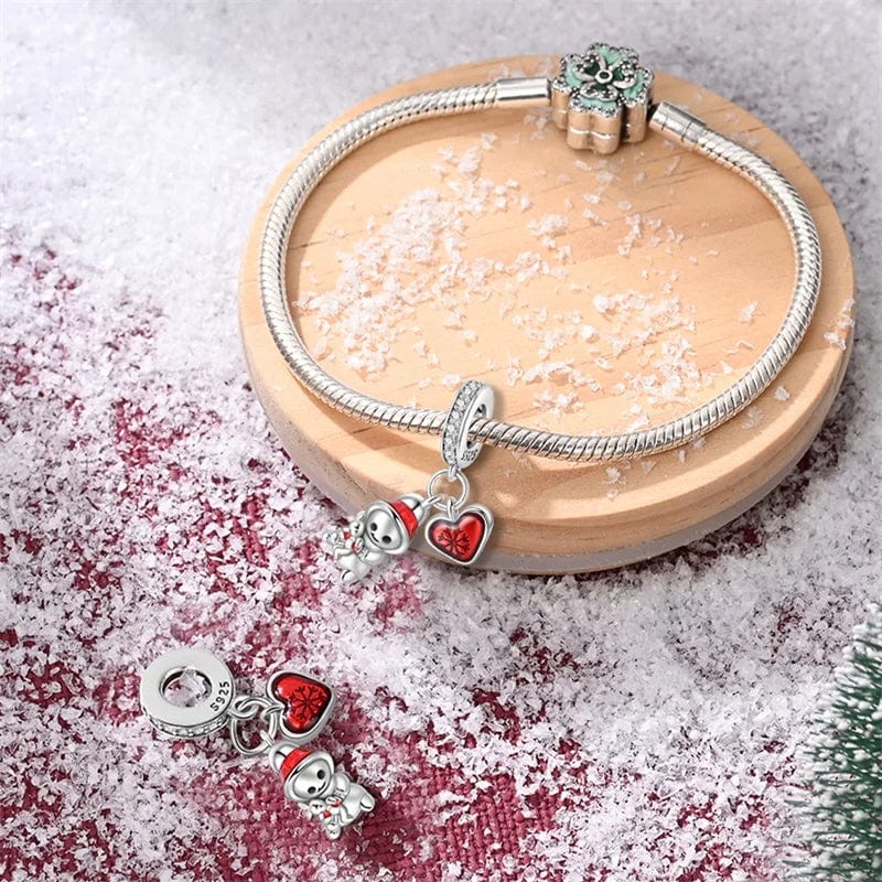Snowman with Red Heart Charm