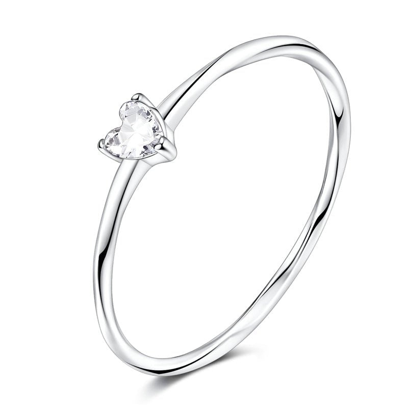 Sparkling Heart Solitaire Ring