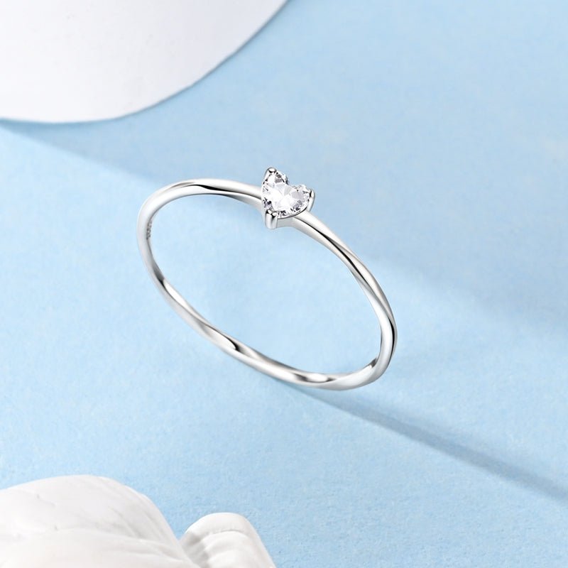 Sparkling Heart Solitaire Ring