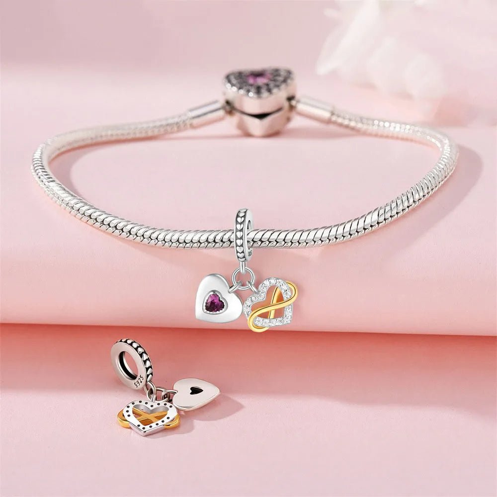 Sparkling Infinity Heart Dangle Charm