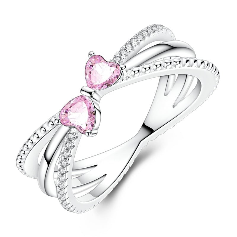 Sparkling Pink Bow Ring