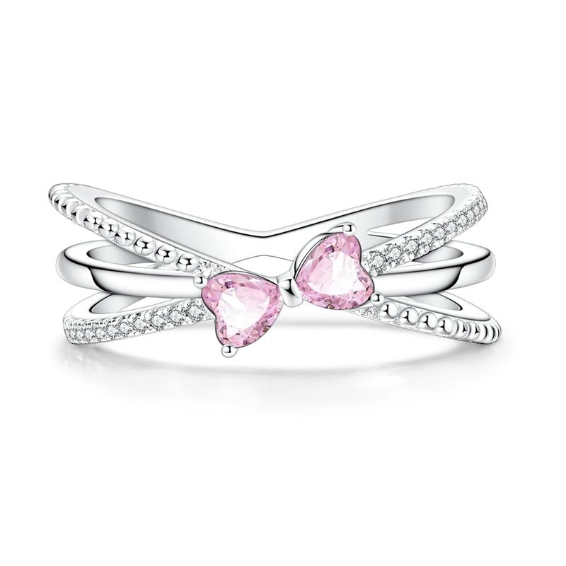 Sparkling Pink Bow Ring