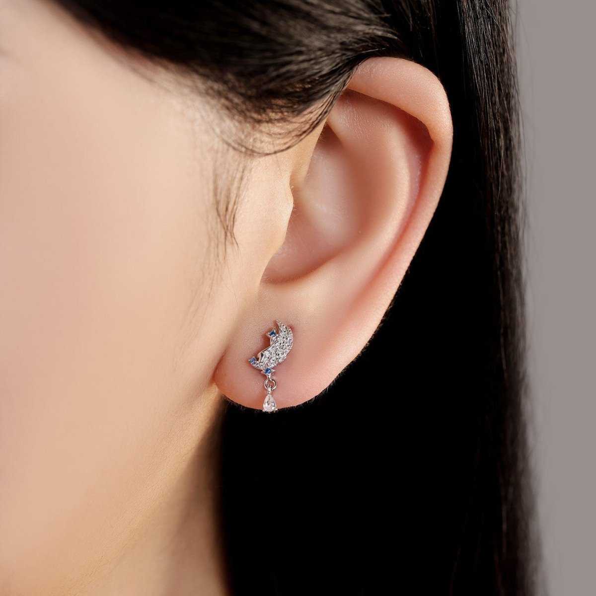 Starlit Crescent Drop Earrings