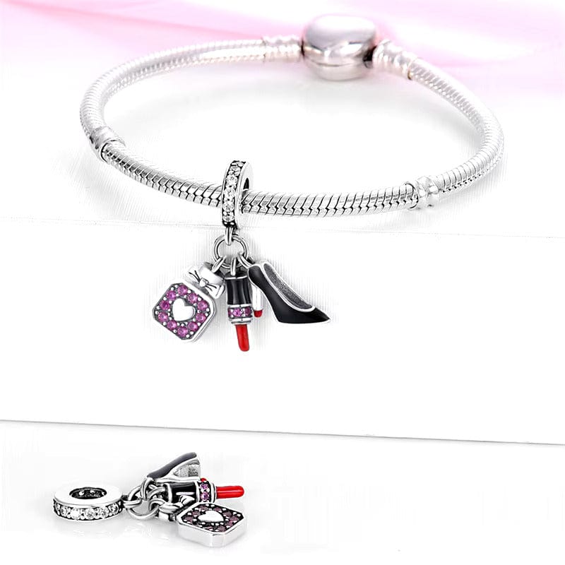 Stiletto, Dress & Lipstick Dangle Charm