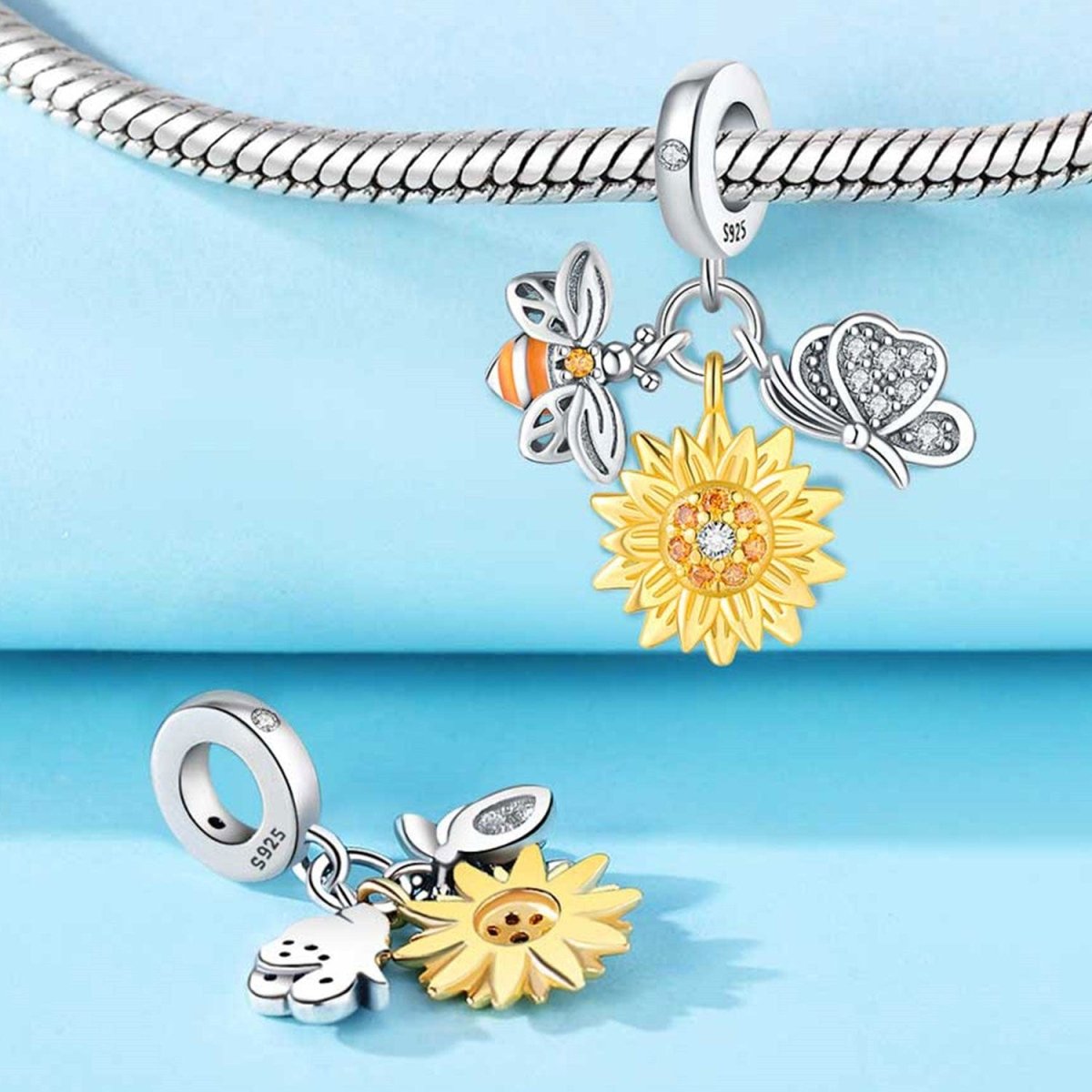 Sunflower, Bee & Butterfly Charm