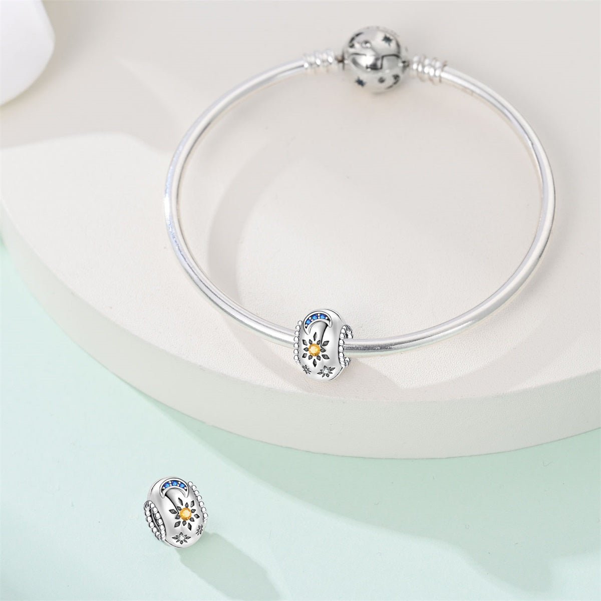 Sunflower & Crescent Moon Charm